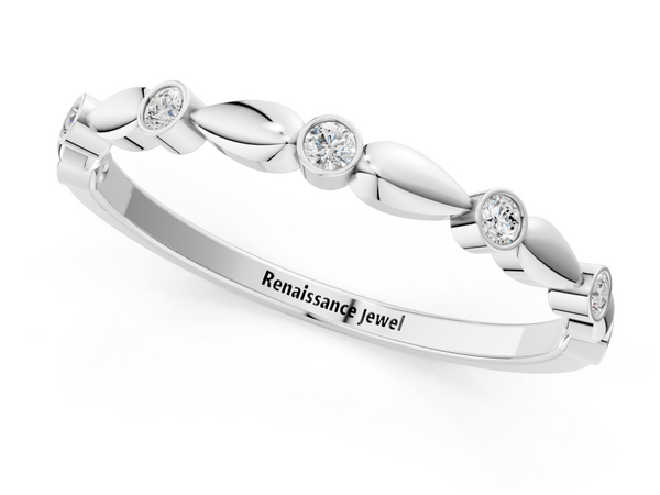 Platinum Bezel-Set Round Diamond Marquise Eternity Band