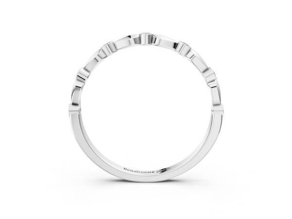 Silver Bezel-Set Round Diamond Marquise Eternity Band