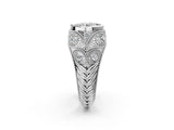 White gold Bezel Set Round Diamond Milgrain Band Ring_16