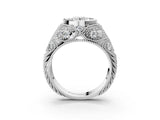 White gold Bezel Set Round Diamond Milgrain Band Ring_17