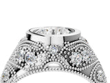 White gold Bezel Set Round Diamond Milgrain Band Ring_18