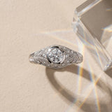 White gold Bezel Set Round Diamond Milgrain Band Ring_27