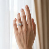 White gold Bezel Set Round Diamond Milgrain Pave Engagement Ring_114