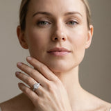 White gold Bezel Set Round Diamond Milgrain Pave Engagement Ring_115