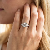 White gold Bezel Set Round Diamond Milgrain Pave Engagement Ring_116