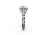 White gold Bezel Set Round Diamond Milgrain Pave Engagement Ring_76