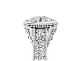 White gold Bezel Set Round Diamond Milgrain Pave Engagement Ring_85