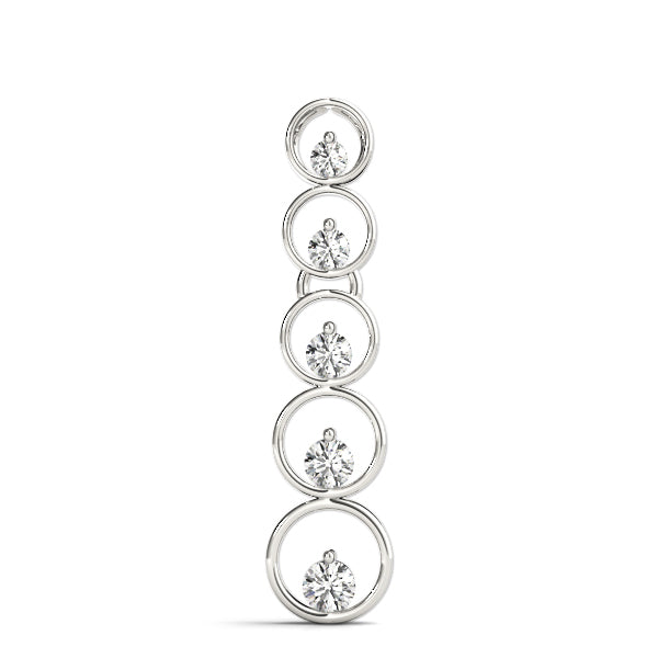 Silver Bezel-Set Round Diamond Pendant with Prong Setting