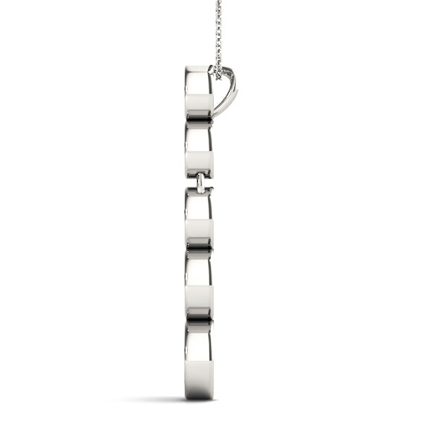 Silver Bezel-Set Round Diamond Pendant with Prong Setting