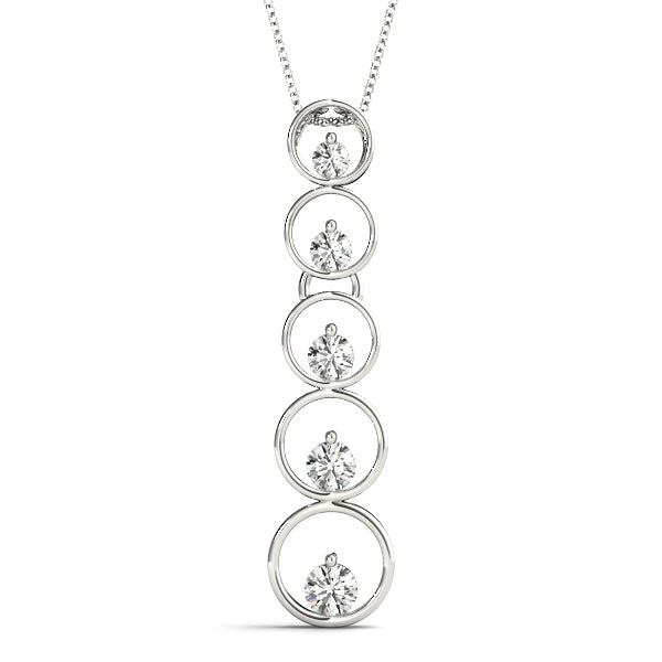 White gold Bezel-Set Round Diamond Pendant with Prong Setting