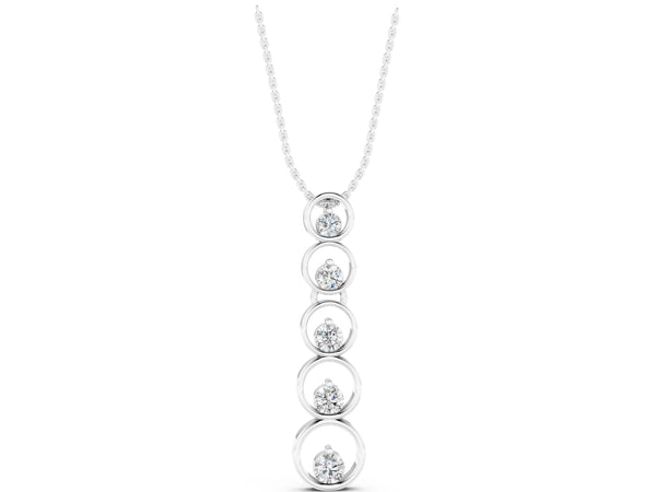 White gold Bezel-Set Round Diamond Pendant with Prong Setting