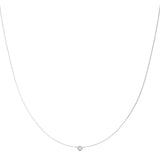White gold Bezel-Set Round Diamond Solitaire Chain Necklace