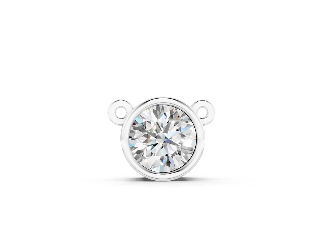 White gold Bezel-Set Round Diamond Solitaire Chain Necklace_1
