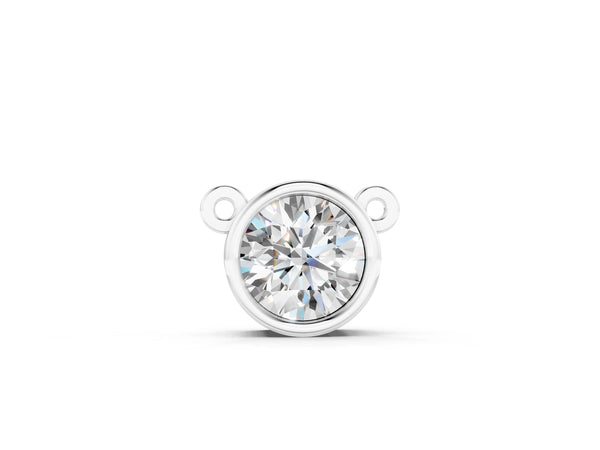 White gold Bezel-Set Round Diamond Solitaire Chain Necklace