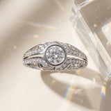 White gold Bezel Set Round Diamond Split Shank Pavé Ring_30