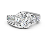 White gold Bezel Set Round Diamond Split Shank Ring_11