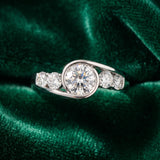 White gold Bezel Set Round Diamond Split Shank Ring_69