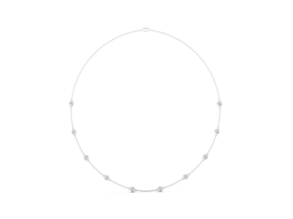 White gold Bezel-Set Round Diamond Station Necklace