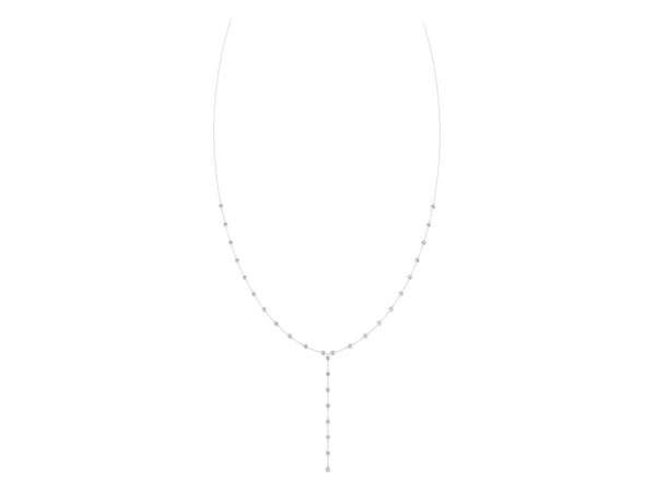 White gold Bezel-Set Round Diamond Station Y Necklace