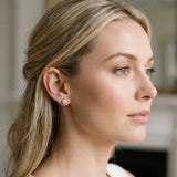 Silver 1.02 Carat F-G VS-SI Bezel Set Round Diamond Stud Earrings with Push Back