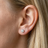 Silver 1.02 Carat F-G VS-SI Bezel Set Round Diamond Stud Earrings with Push Back