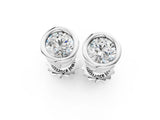 White gold Bezel Set Round Diamond Stud Earrings_20
