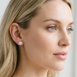 White gold Bezel Set Round Diamond Stud Earrings_25