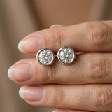 White gold Bezel Set Round Diamond Stud Earrings_27