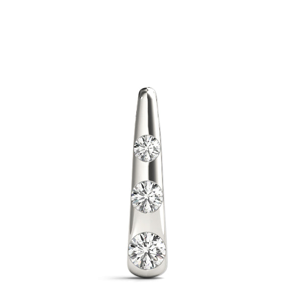 Silver Bezel Set Round Diamond Tapered Bar Pendant
