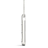 White gold Bezel Set Round Diamond Tapered Bar Pendant 2