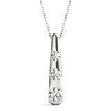 White gold Bezel Set Round Diamond Tapered Bar Pendant