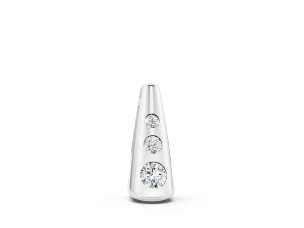 White gold Bezel Set Round Diamond Tapered Bar Pendant