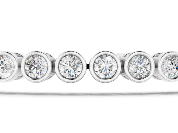 White gold Bezel Set Round Diamond Tennis Bracelet with Box Clasp