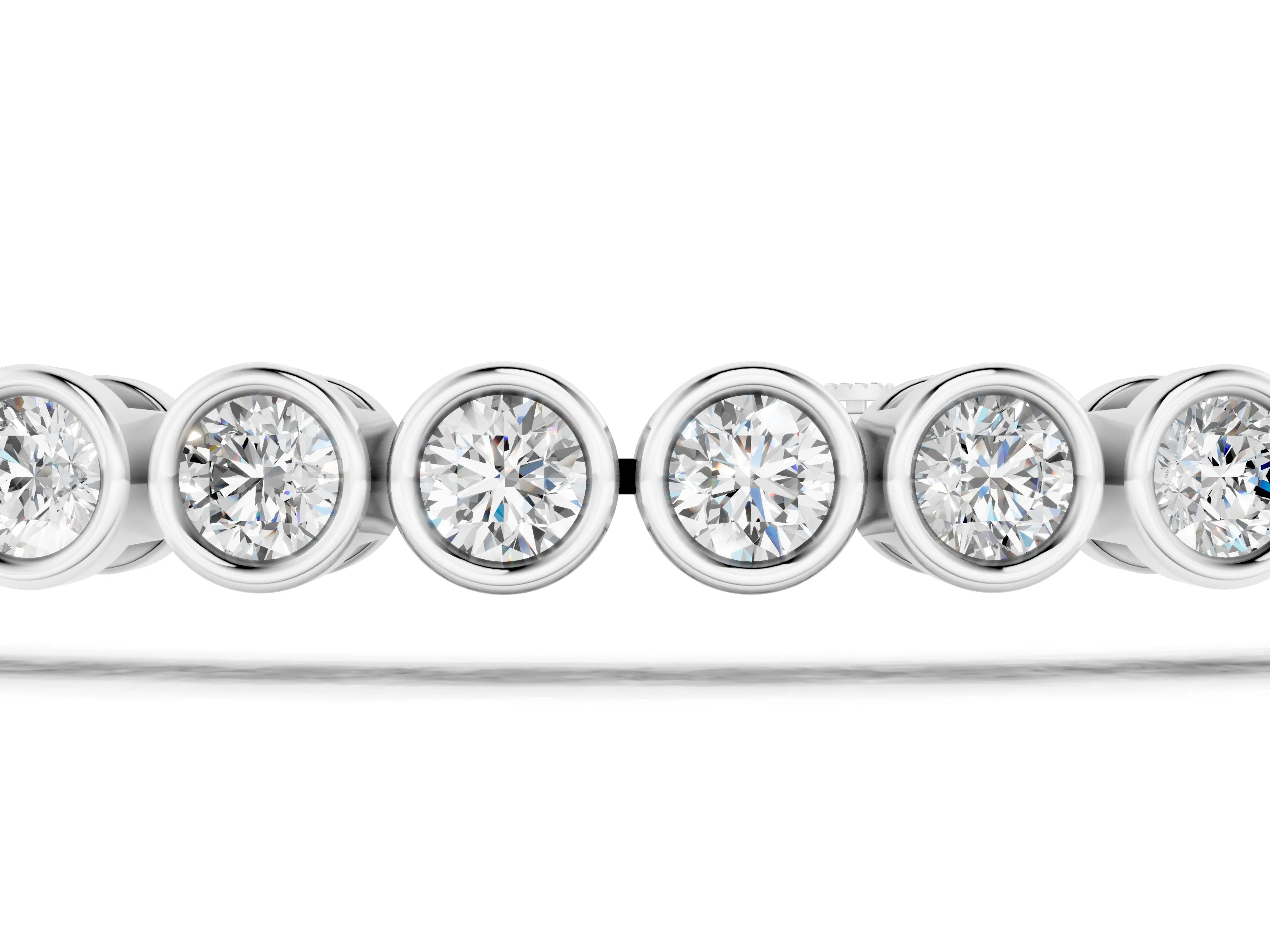 White gold Bezel Set Round Diamond Tennis Bracelet with Box Clasp_1