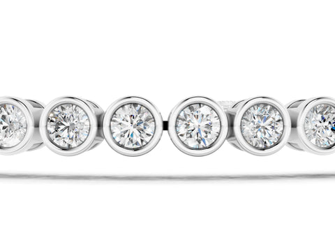White gold Bezel Set Round Diamond Tennis Bracelet with Box Clasp_1