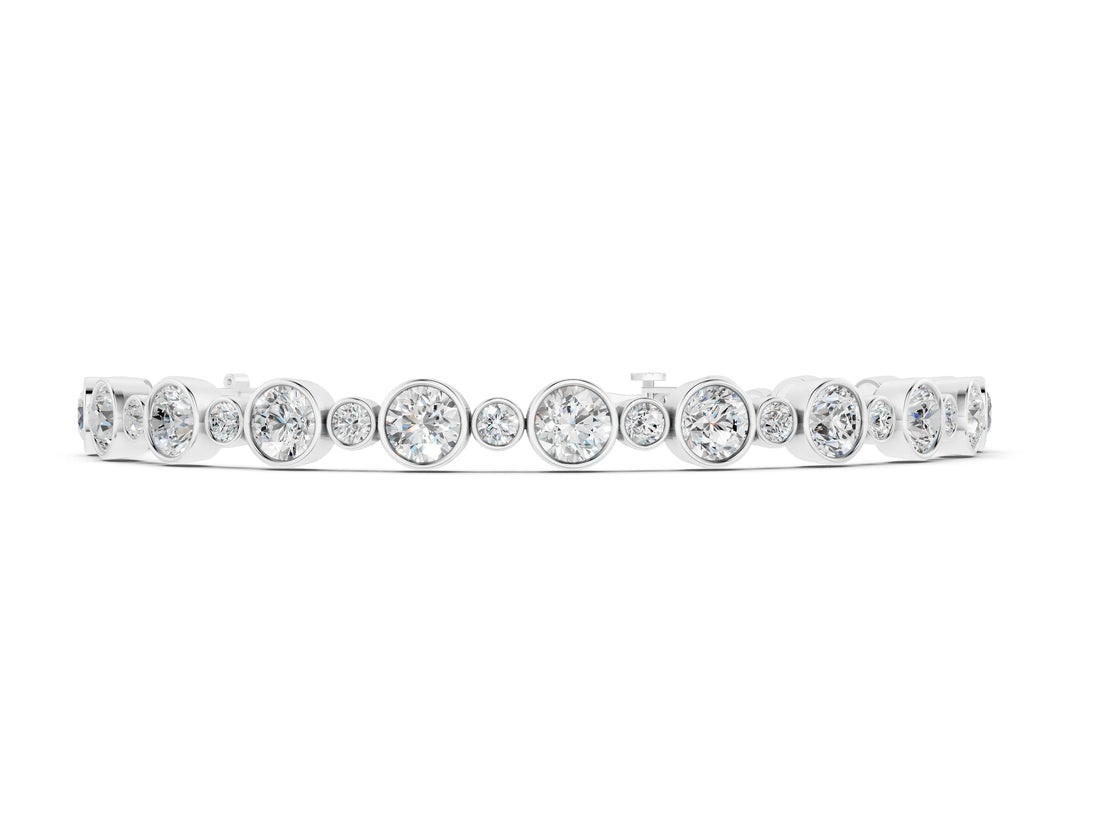 White gold Bezel Set Round Diamond Tennis Bracelet with Box Clasp_1