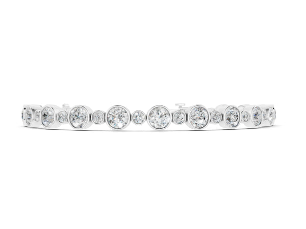 White gold Bezel Set Round Diamond Tennis Bracelet with Box Clasp