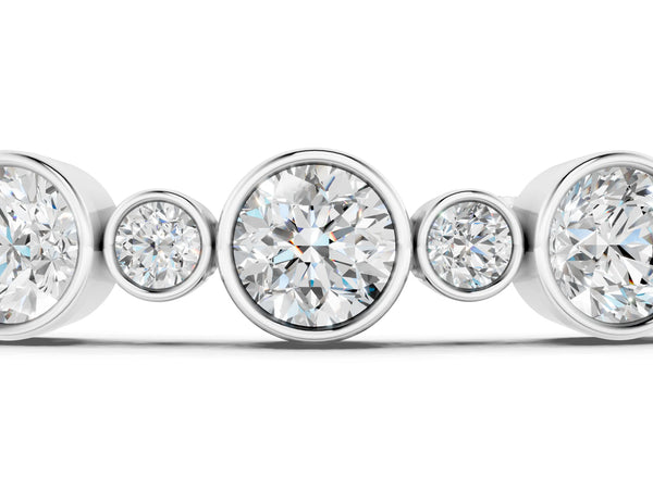 White gold Bezel Set Round Diamond Tennis Bracelet with Box Clasp