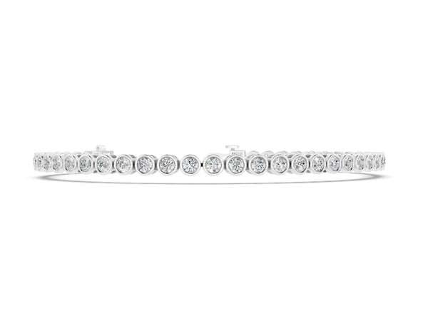 Silver Bezel Set Round Diamond Tennis Bracelet with Box Clasp