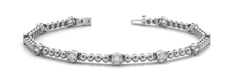 White gold Bezel Set Round Diamond Tennis Bracelet with Milgrain Detailing