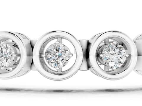 White gold Bezel Set Round Diamond Tennis Bracelet with Open Circle Band_5