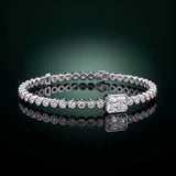 White gold Bezel-Set Round Diamond Tennis Bracelet with Radiant Center Diamond_20