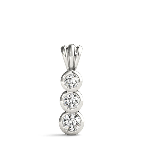 White gold Bezel Set Round Diamond Three-Stone Pendant 1