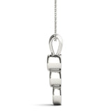 White gold Bezel Set Round Diamond Three-Stone Pendant 2