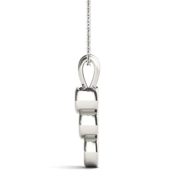 Silver Bezel Set Round Diamond Three-Stone Pendant
