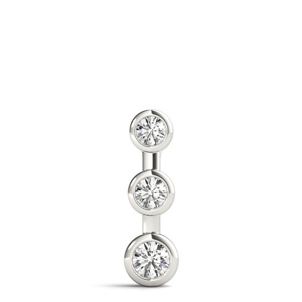Silver Bezel Set Round Diamond Trio Pendant