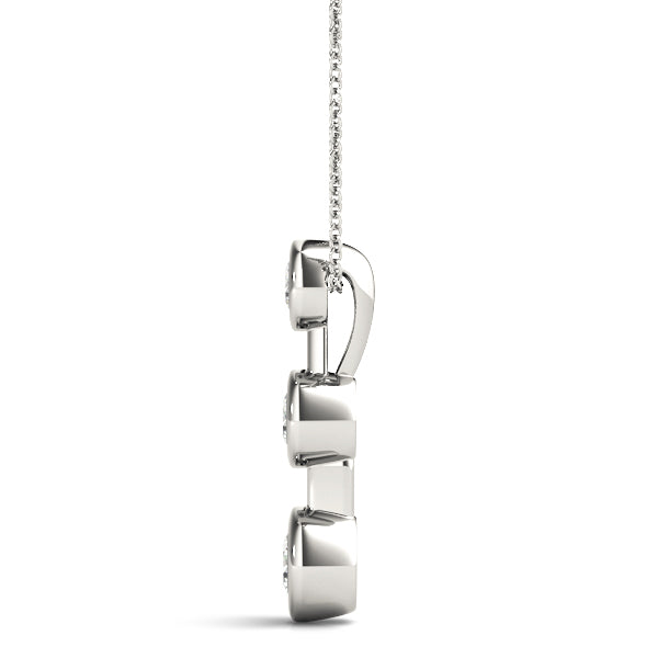 Silver Bezel Set Round Diamond Trio Pendant