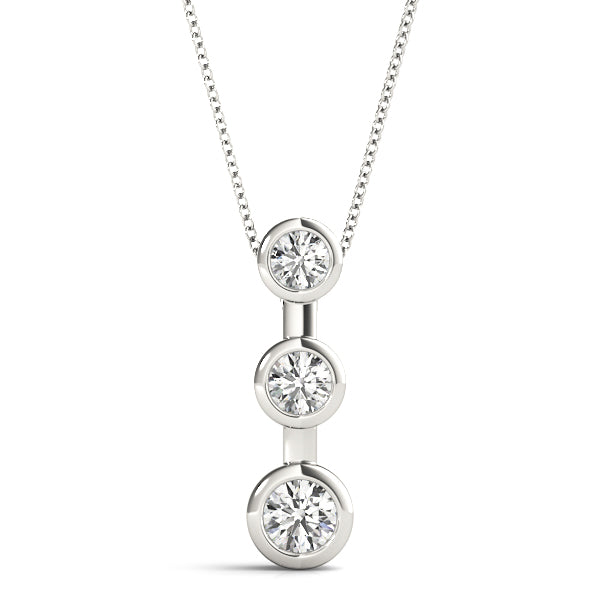 White gold Bezel Set Round Diamond Trio Pendant