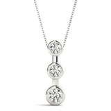 White gold Bezel Set Round Diamond Trio Pendant