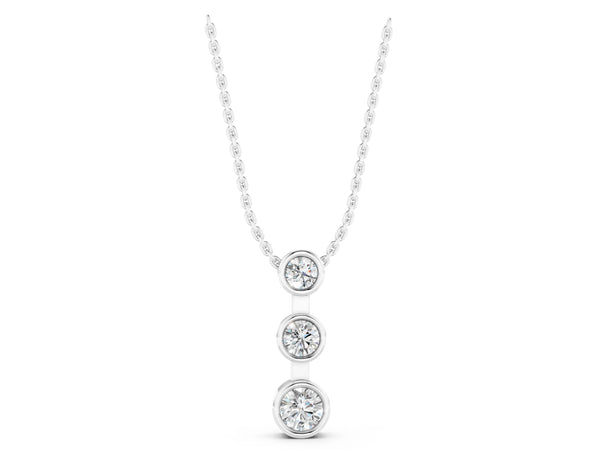 White gold Bezel Set Round Diamond Trio Pendant
